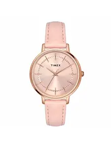Timex Classics Collection 3 Hands Women's Analog Pink Dial Coloured Quartz Watch, Round Dial with 34mm Case Width - TWEL15801