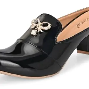 Karaddi Women's Pump Shoes |Bellies for Women | Back Open Bellies Shoes |Pumps Heels for Women|Formal Shoes Women Black