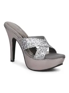 INC.5 Women Pewter Embellished Platform Heels