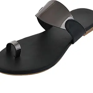 SHREE OL Ethnic Fashion Flats Sandals Buckle Slipper/Flat for Women and Girl (Black)