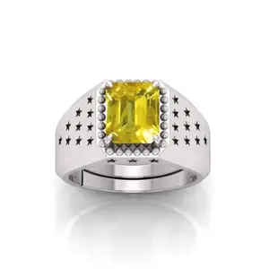 MBVGEMS Yellow Sapphire Ring 14.25 Ratti 13.00 Carat Yellow Pukhraj Ring Panchdhatu Ring Adjustable Ring Size 16-22 for Men and Women