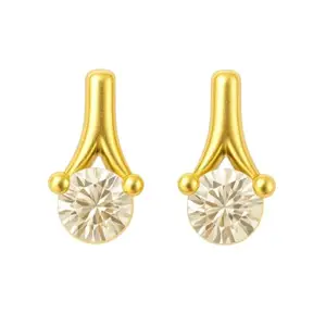 AccessHer Elegant Gold Plated American Diamond Stud Earrings | Lightweight Contemporary Jewellery For Gifting | Stylish Stud Tops Earrings for Women and Girls (Design 1)