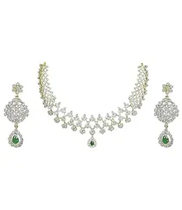 Sunhari Jewels Ad Green Dotted Necklace for girls or womens.