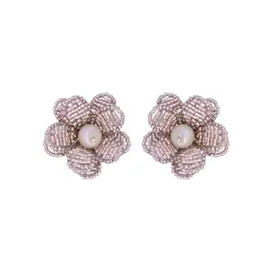 The Fun Company Pearl Floral Stud Earrings | Lightweight And Stylish Jewellery | Trendy Accessories For Office/Casual Wear | Gifts For Women & Girls