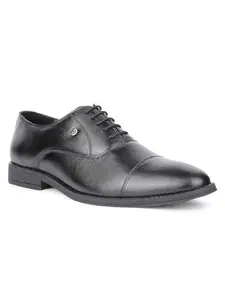 Liberty Healers S201-04 Formal Lace Ups Oxford Shoes for Men | Leather Insole | TPR Sole | Softy Leather Upper| Lightweight & Comfortable | Modern Design (Black - 42 EU)