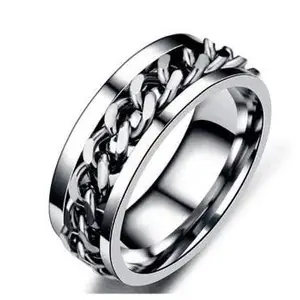 KARMAAH Rotaing Ring Silver Ring for Men Women Best Gift For Valentine Rotating Ring (Siver, 17)