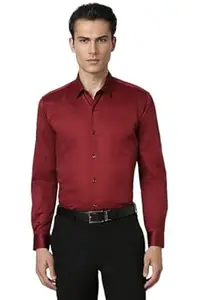 Peter England Men's Satin Solid Regular Fit Shirt Cotton with Satin Sheen | Luxury