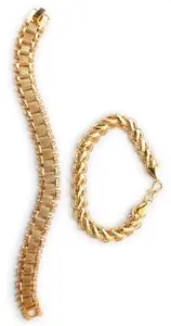 Triply9 Gold Color Metal Bracelet for man and boys (Pack of 2)