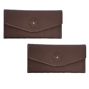 Natali Traders Wallet for Women and Girls with Multi Function-Coin Pouch-Card Holder-Purse-Pack of 2 (Brown)