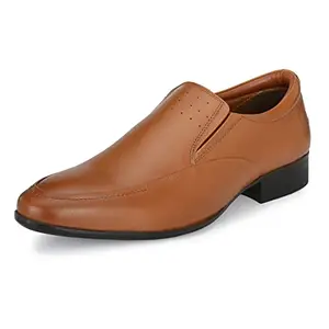 Auserio Men's Full Grain Leather Slip On Formal Shoes | Anti Skid Sole | Padded Collar | Shoes for Office & Parties & All Occassions | Tan 7 UK (SSE 200)