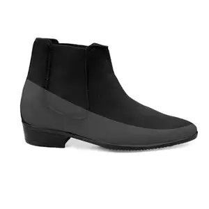 Baxxico Men's 9 Cm Hidden Height Increasing Black Suede Chelsea Slip-on Shoes-6UK[BAXA995-Black]
