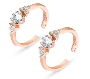 Ragya Jewels Rose Gold Plated 925 Sterling Silver Cz Shimmering Delicacy Adjustable Toe Ring For Womens