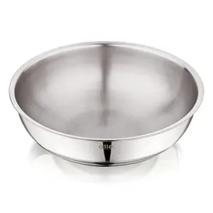 Allo Cook Safe Triply Stainless Steel Tasla, Induction Friendly, Naturally Non Stick Kadhai 22cm, 2 litres