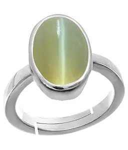 Gemscom 7.25 Ratti Natural Cat's Eye Stone Silver Adjustable Ring For Men and Women's