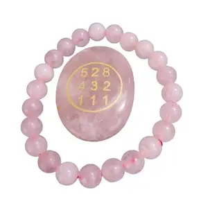 Gurujii Crystal Rose Quartz Bracelet 8mm & Rose Quartz Zibu Love Coine, Symbol Of Prosperity Promote love, Self-Love Gift for Men & Women Love Yourself Bracelet.