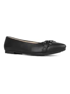 Inc.5 Womens Black Solid Pointed Toe Flat Ballerinas