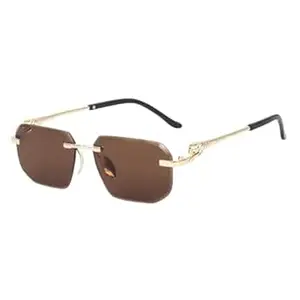 Dervin Rimless Rectanglular Sunglasses For Men and Women | Unisex Frameless Sun Glasses Shades