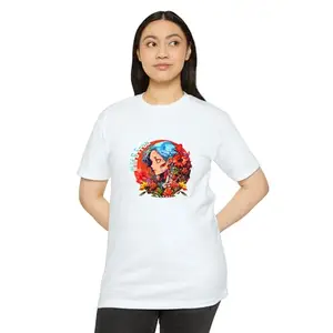T-Shirt for Women - Wild & Free Printed 100% Cotton Tshirt for Women (Medium, White)