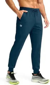 CB-COLEBROOK Men's Fleece Joggers with Zipper Pockets Solid TreckPants Water Resistant Athletic Workout Gym Sweatpants for Men