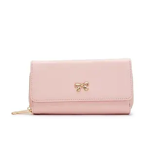 Globus Nude Solid PU Envelope Wallet with Bow Detail