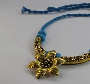 Handmade Necklace with Oxidized Flower Design Pendant