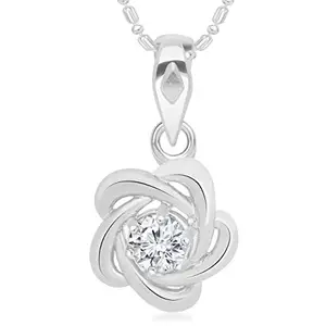VSHINE FASHION JEWELLERY Curved Flower Shaped Exclusive Collection Silver-Toned Plated Pendant with silver plated Chain Stylish Fancy Collection Fashion Jewellery Locket for Women and Girls -VSP1025R