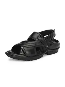 Eego Italy Genuine Leather Light Weight Sandals Black