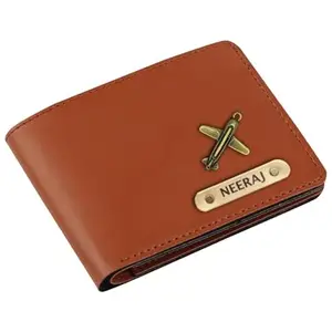 NAVYA ROYAL ART Personalized Wallet with Name & Charm, Customized Premium Vegan Leather Wallet for Men (TAN)