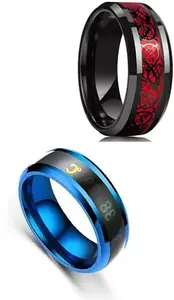 Women Combo Red Dragon & Blue Smart Temperature Ring (IR312)
