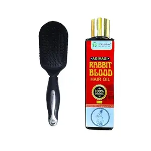 G Krishna Naturals Small Paddle Hair Brush Silver Black & Flaxseed Conditioner for Women & Men | Durable Long Lasting Wood Kangi & Conditioner for Natural Hair Growth (Pack of 1 Each)(GKNAPC1-17)