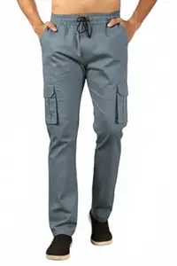 AROZIYA Men’s Cotton Cargo Pants | Casual Trousers for Men | Comfortable Lower for Men | Chino Pants with 6 Pockets & Drawstring Elastic Waistband