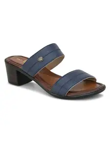 pelle albero Women's Blue Leather Slip-On Block Heel Sandals PA-LM-F6611_BLUE_37