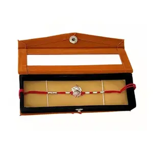 JEWEL FUEL Ganesha Silver Bracelet Rakhi/Rakhi for brother with velvet gift box,for brother,bhaiya