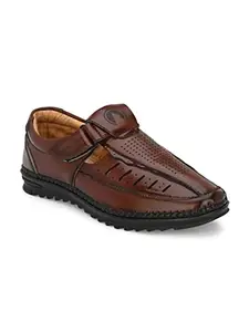 Rising Wolf Brown Synthetic Leather Fisherman Sandle For Men - 07 UK