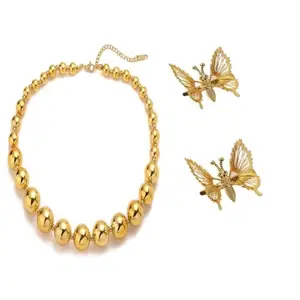 Golden Pearl Necklace Moti Mala for Women girls - pack of 3 set