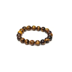 The Cosmic Connect Feng-Shui Natural Tiger Eye 10mm Beads Energized and Affirmed Tiger Eye Crystal Bracelet, Chakra Balancing, bracelet for woman and Men
