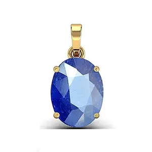 GEMS RIVER 15.25 Ratti 14.30 Carat Untreatet AAA+ Quality Natural Blue Sapphire Neelam Silver Plated Stone Gemstone Pendant Locket for Women's and Men's (Lab - Certified)
