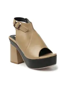 Elle Women Sandal, Beige, UK-5