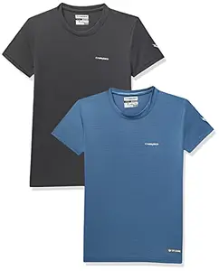 Charged Endure-003 Chameleon Spandex Knit Round Neck Sports T-Shirt Blue-Heaven Size Small And Charged Pulse-006 Checker Knitt Round Neck Sports T-Shirt Graphite Size Small