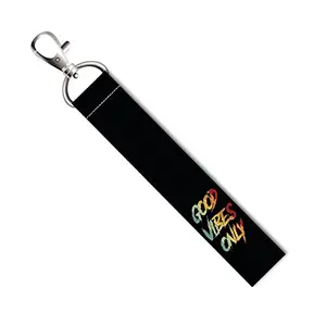 ISEE 360® Good Vibes Only Lanyard Bag Tag with Swivel Lobster for Gift Luggage Bags Backpack Laptop Bags Students Travelers L X H 5 X 0.8 INCH