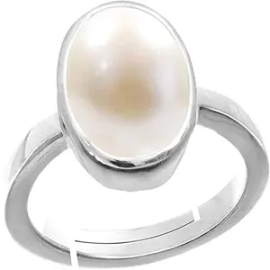 RRVGEM Silver Plated Ring 11.25 Ratti 11.00 Carat with Lab Certified Card & Guarantee Card (moti Gemstone Certified Natural/Pearl Stone/Pearl Gemstone Original Certified)