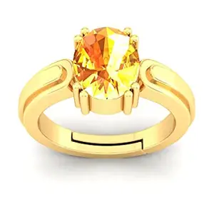 SIDHARTH GEMS Certified Unheated Untreatet 12.25 Ratti 11.00 Carat A+ Quality Natural Yellow Sapphire Pukhraj Gemstone Gold Plated Ring for Women's and Men's