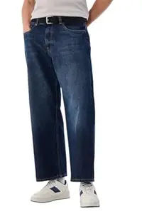 SNITCH Men Jeans Casual Wear | Baggy Fit Wide-Leg Mid Rise Clean Look | 100% Cotton Denim Non-Stretch All Seasons Wearable for Daily Use & Outings