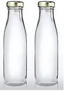 Craftfry Glass Airtight Lid Milk Bottles (Pack Of 2) 500Ml., Transparent