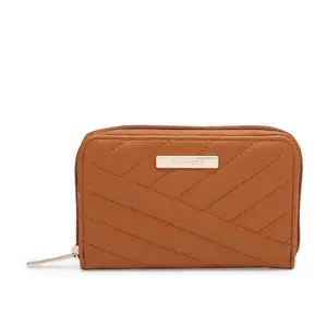 Caprese Women's Faux Leather Solid Pattern Mareeya Wallet (Tan, Large)