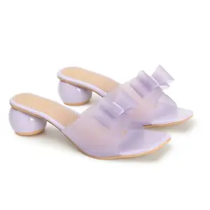 DIPYO Fancy Comfertable Solid Round Block Heel Sandal For Women & Girls | (Purple, 38) |