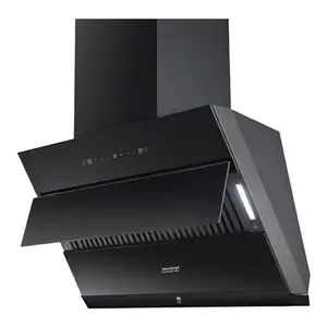 Hindware ALDINA 75 | Max. Suction 1350 m3/hr Aiflow | Filterless | Automatic louvre opening | Touch Control with Motion Sensor | Auto Clean Wall Mounted Chimney (Black - 75cm)