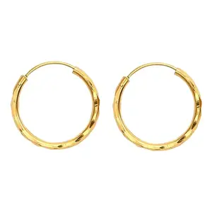 SHASHI ORANAMENTS Gold Plain Round Piercing Ear Ring Bali Set Gift Item for Women (Large)