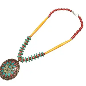 Fashionable Unique Multi Color Handcrafted Metal & Boho Beads Brass Pendent Necklace For Every Ledies & Girls