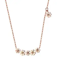Yellow Chimes Pendant for Women Floral Necklace Statement Style Rose Gold Plated Chain Pendant Necklace for Women and Girls.
